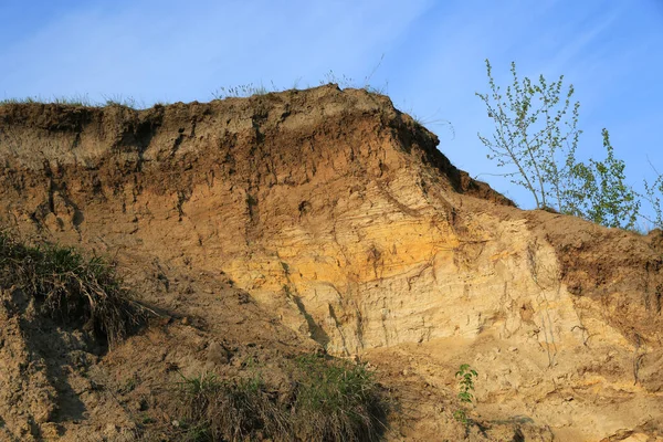 Vista Sobre Características Geológicas Solo Terra Areia Argila — Fotografia de Stock