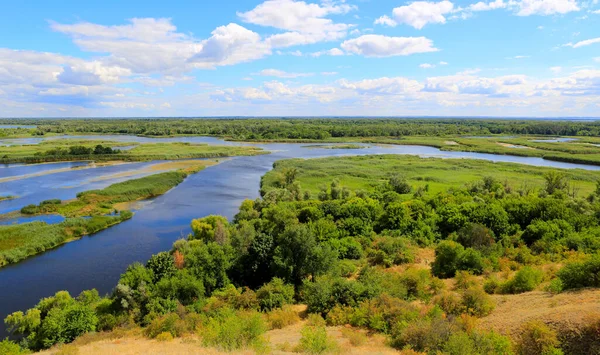 Widok Wzgórza Rzece Delta Słoneczny Dzień Ukraina — Zdjęcie stockowe