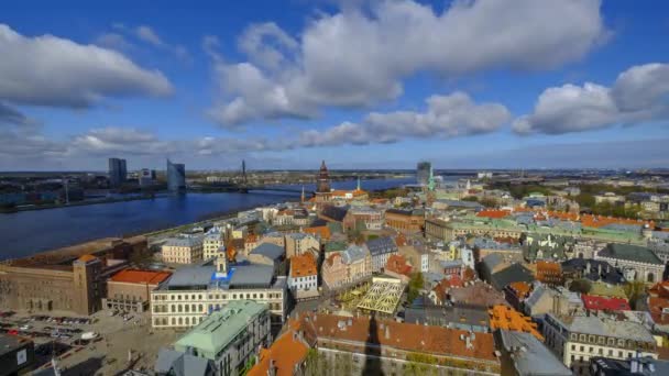 Вид зверху Старе місто Риги — стокове відео