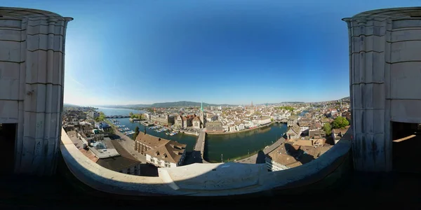 Aerial panorama av historiska centrum av Zürich — Stockfoto