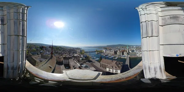 Aerial panorama av historiska centrum av Zürich — Stockfoto