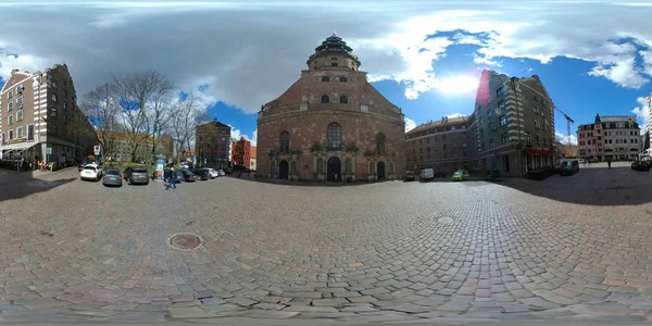 Panorama 360 vr slavný orientační bod v Rize, Lotyšsko — Stock fotografie