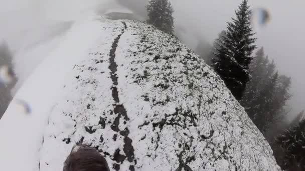 Пешие прогулки в одиночку в горах Швейцарии Альпы — стоковое видео