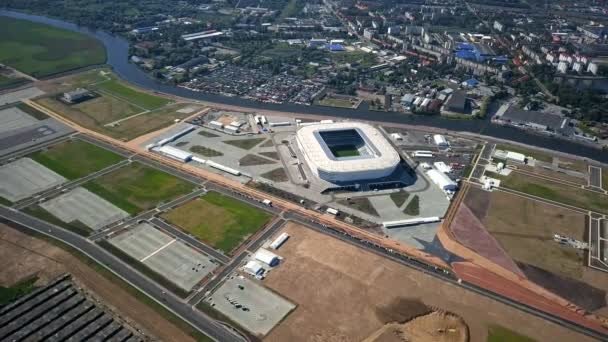 De bouw van een voetbalstadion voor de Fifa World Cup 2018 is voltooid — Stockvideo