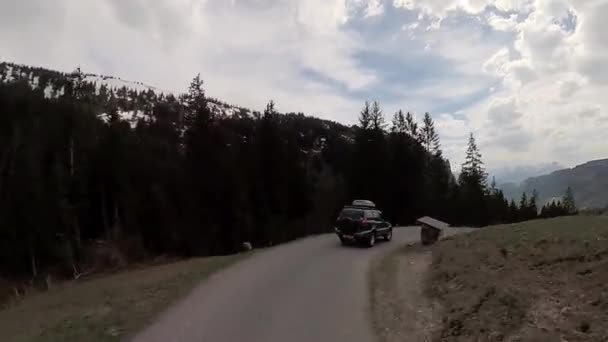 Driving car at Switzerland mountains — Stock Video