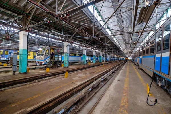 Metropolitana treno metropolitana deposito Krasnaya presnya interno — Foto Stock