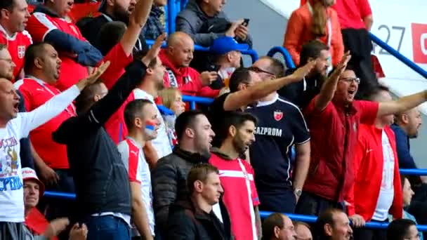 Sırbistan ve İsviçre maçı takım futbol taraftarları destek — Stok video