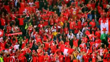 Sırbistan ve İsviçre maçı takım futbol taraftarları destek