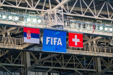 FIFA logo banner maçında Sırbistan ve İsviçre arasında Stadyumu'nda