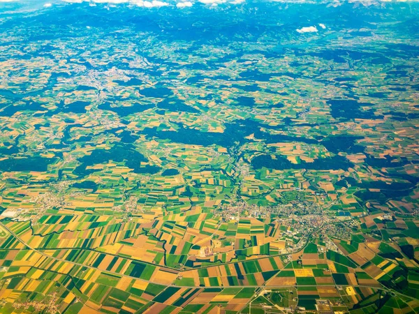 Top aerial view of country side in Switzerland — Stock Photo, Image