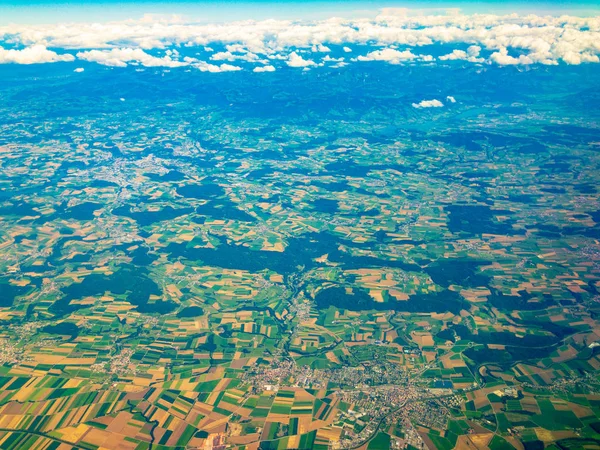 Top aerial view of country side in Switzerland — Stock Photo, Image