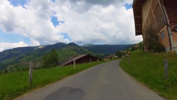 Driving on a road at Switzerland countryside — Stock Video