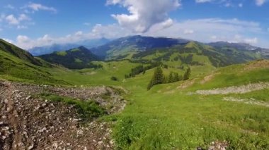 İsviçre kırsal kırlarda yaz manzara yürüyüş,