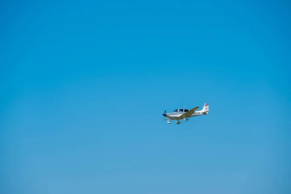 Zurich Switzerland July 2018 Small Private Jet Airplane Preparing Landing — Stock Photo, Image