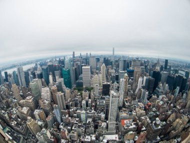 Empire state Binası dan Manhattan gökdelen havadan görünümü