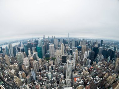 Empire state Binası dan Manhattan gökdelen havadan görünümü
