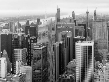 Empire state Binası dan Manhattan gökdelen havadan görünümü