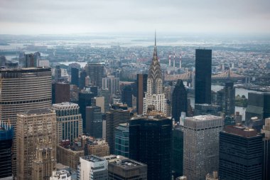 Empire state Binası dan Manhattan gökdelen havadan görünümü