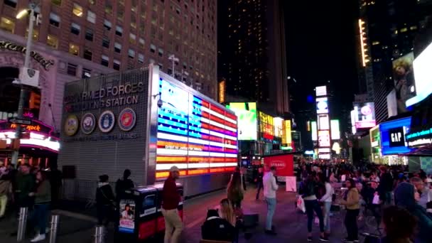 Time Square nacht tijd stadsgezicht — Stockvideo