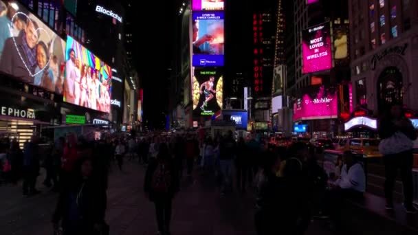 Time Square nacht tijd stadsgezicht — Stockvideo