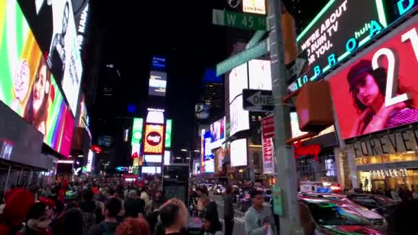 Time Square natt tid stadsbilden — Stockvideo