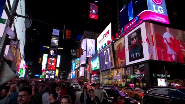 Time Square nacht tijd stadsgezicht — Stockvideo