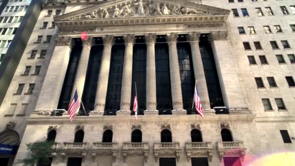 Gedung bursa saham New York pada hari eksterior — Stok Video