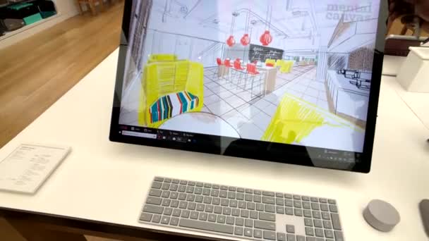 Microsoft Surface Studio の companys ストア内の機能のプレゼンテーション — ストック動画