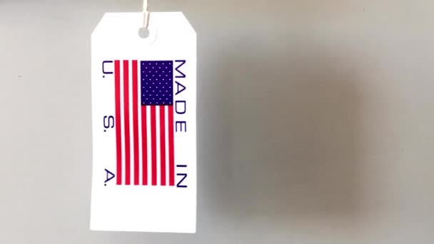 Hergestellt in den USA ein Papier-Etikett — Stockvideo