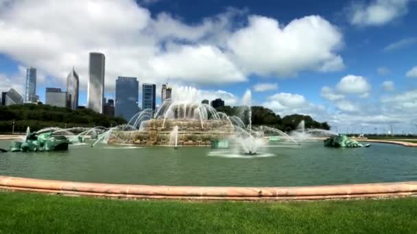 白金汉喷泉是芝加哥的地标 — 图库视频影像