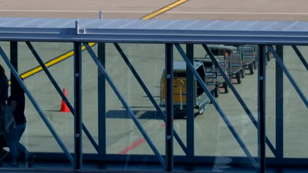 Passengers boarding to the airplane — Stock Video