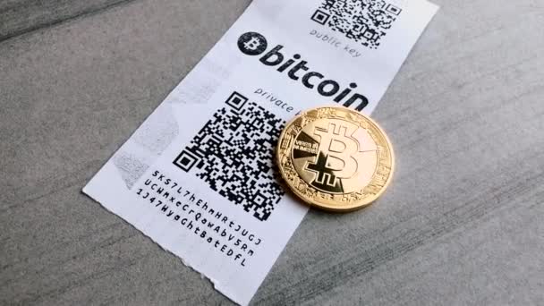 Pembayaran bitcoin di kafe . — Stok Video