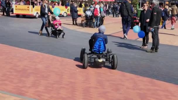 Människor besöka helgmarknaden på dagtid — Stockvideo