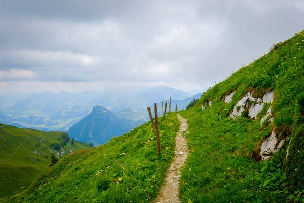 Hiking path at summer mountains in Switzerland — Stock Photo, Image