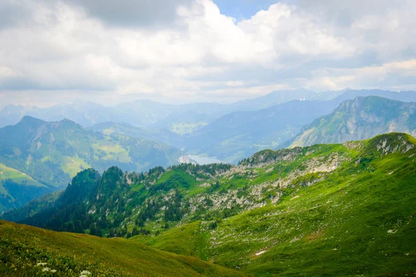 典型的な夏の山スイス風景します。 — ストック写真