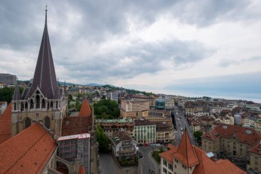 Lausanne hava cityscape üzerinden