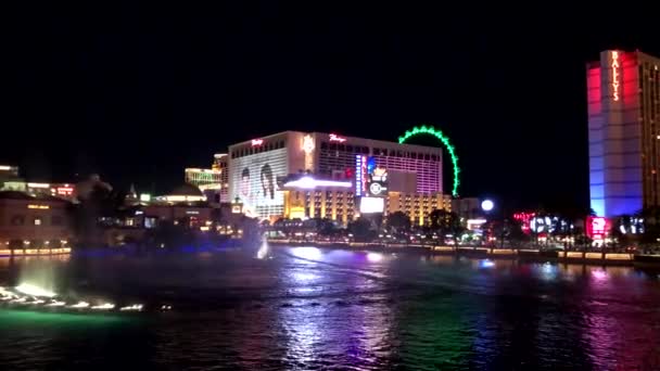 Las Vegas Septiembre 2018 Espectáculo Música Fuentes Bellagio Paisaje Urbano — Vídeo de stock