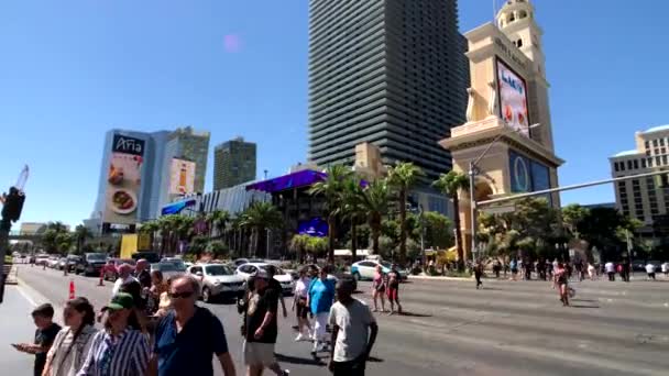 Toeristen bezoeken van de bezienswaardigheden op zonnige dag moment — Stockvideo