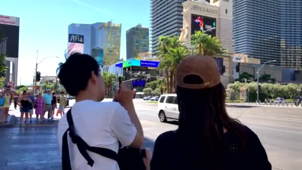 Turistas visitando los lugares de interés durante el día soleado — Vídeo de stock
