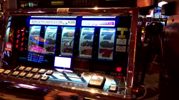 Leute spielen Spielautomaten im mgm casino — Stockvideo