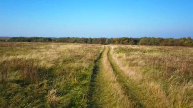 Uçan bir çayır yolundaki yukarıda