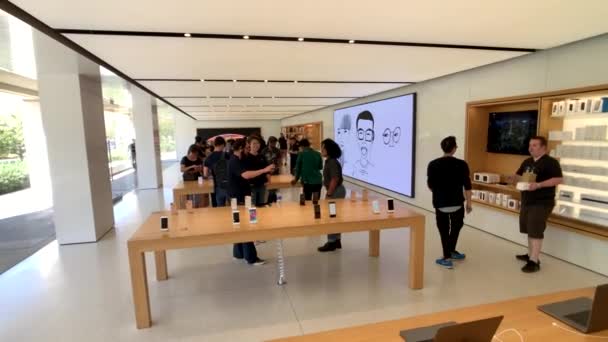 Apple store at company campus in silicone valley, Infinity loop one — Stock Video