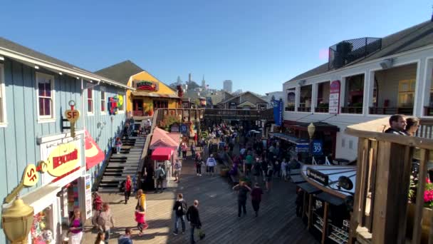 San Francisco Septiembre 2018 Los Turistas Visitan Famoso Muelle Día — Vídeo de stock