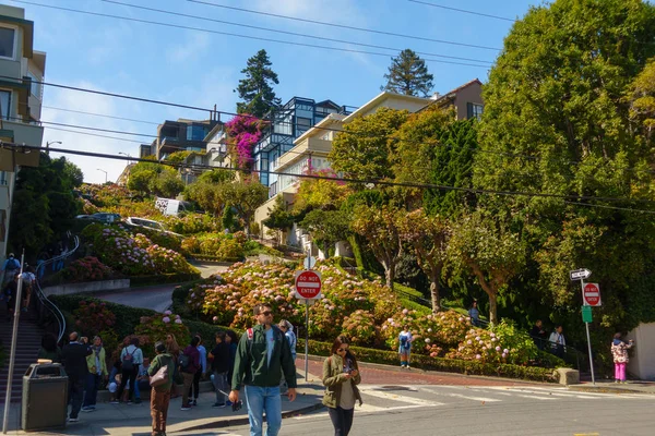 San Francisco Usa September 2018 Beliebtes Touristisches Wahrzeichen Lombard Street — Stockfoto