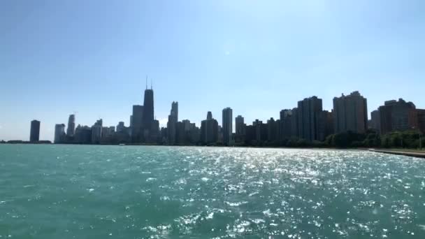 Силуэт Чикаго на закате — стоковое видео