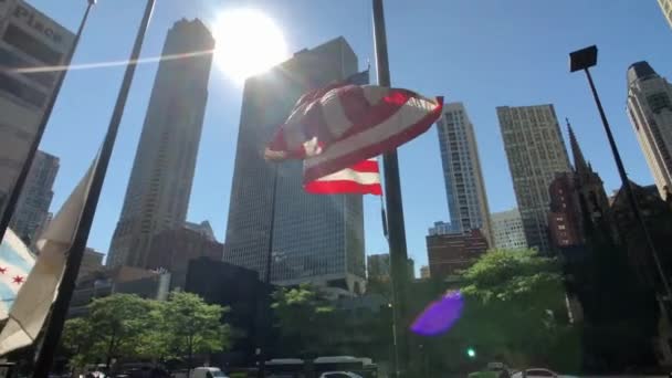 Waving american flag bottom view — Stock Video