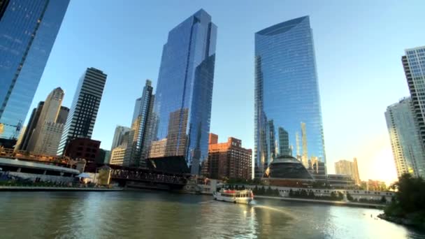 Chicago Eua Setembro 2018 Marcos Centro Cidade Hora Dia Ensolarado — Vídeo de Stock