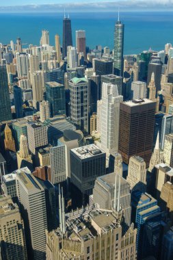 Chicago şehir merkezi gökdelenler hava manzarası