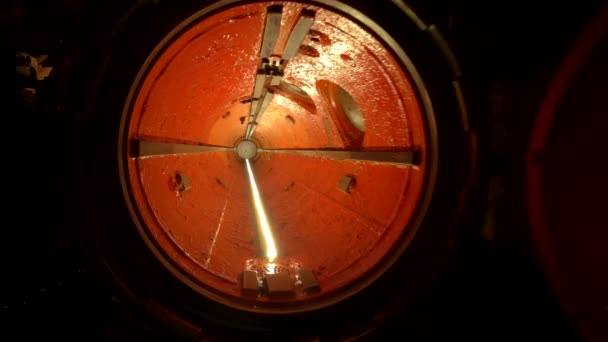 Torpedo launching tube inside submarine — Stock Video