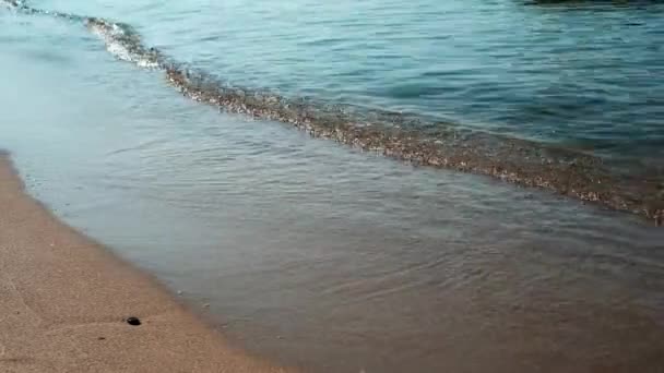 Acqua di mare che schizza lentamente su una spiaggia — Video Stock